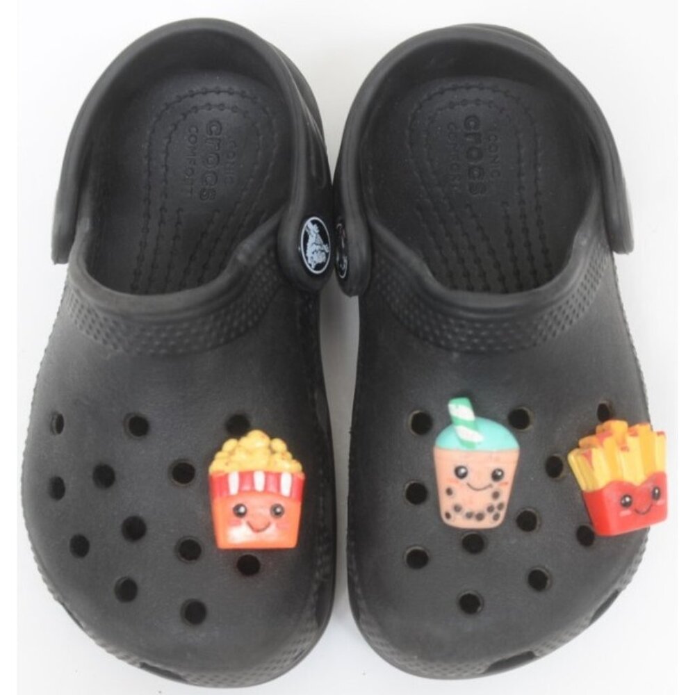 CROCS Classic Clog Black Slip On Jibbitz Comfort Baby Toddler Shoes Kids Size 8C